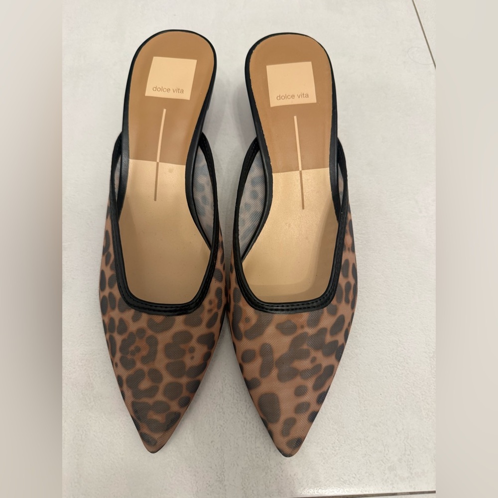 Dolce Vita Cleo Heels Mules Dark Leopard Mesh 7 - Picture 7 of 8